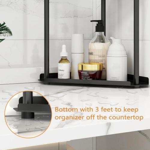 Jesginboo 2 Tier Bathroom Counter Organizer, Vanity Organizer Corner Shelf