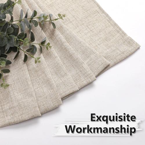 Tollpiz Short Linen Curtains Bedroom Rod Pocket Semi Sheer Curtain Burlap Light Filtering Thick Linen Drapes for Living Room, 38 x 45 inches Long, Natural, Set of 2 Panels