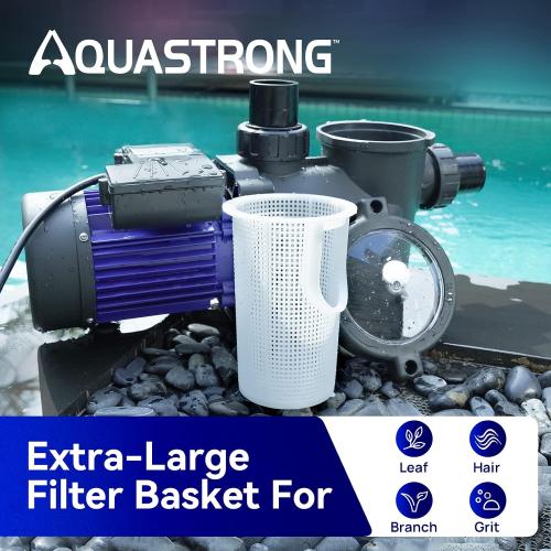 AQUASTRONG In/Above Ground Pool Pump, High Flow (with Timer, 2HP, 8917 GPH, 220V)