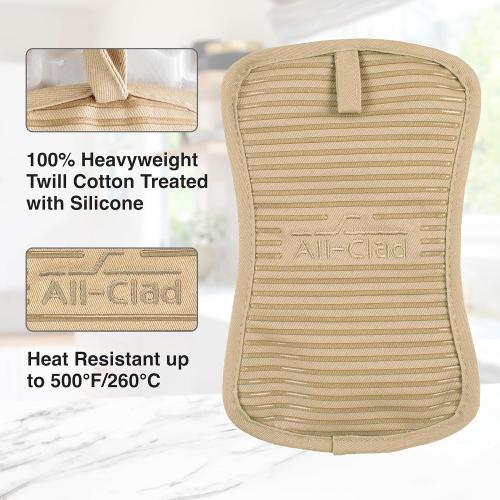 All-Clad Premium Pot Holder & Hot Pad: Heat Resistant to 500 Degrees - 100% Cotton, 10x6.25 Hot Pad for Kitchen and Barbeque, (2-Pack), Cappuccino