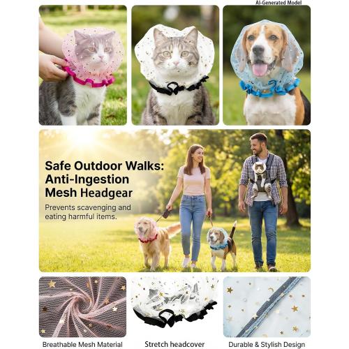 5 Ps Adjustable Mesh Dog Muzzle, Breathable Anti Scavenging Pet Face Guard