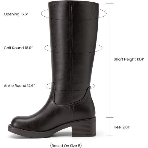 Size 8.5 Athlefit Knee High Boots Square Toe Ridng Chunky Tall Boots for Women