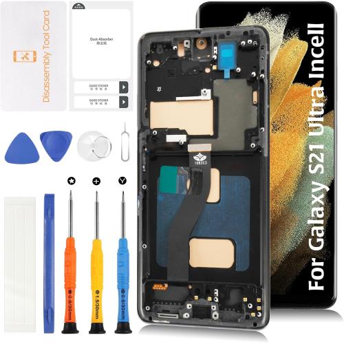 InCell Galaxy S21 Ultra Display Screen Replacement for Samsung Galaxy S21 Ultra with Black Frame G998B G998U G998U1 G998W LCD Screen Touch Digitizer Assembly(No Fingerprint Function)