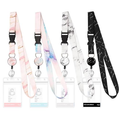 4 Pack Detachable lanyards for Cruise Ship Cards Cute Cruise Lanyards with Retractable Badge Reel and Waterproof ID Badge Holder