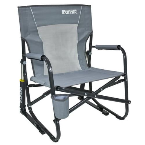 GCI Outdoor FirePit Rocker with Beverage Holder, Mercury Gray