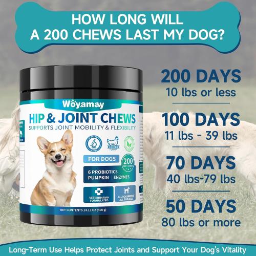Woyamay Joint Supplement for Dogs, Glucosamine for Dogs,180 Soft Chews
