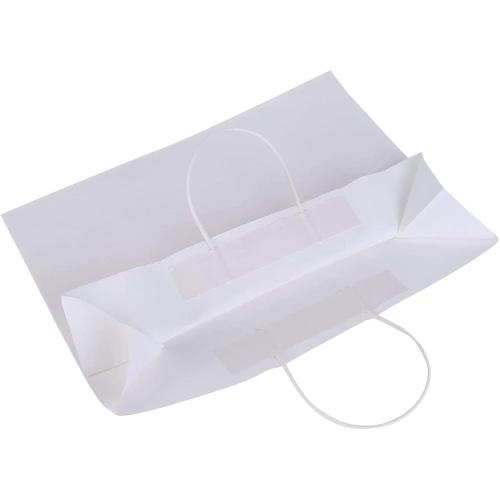 Large Kraft Paper Bags with Handles Bulk for Shopping,50 Pack,White