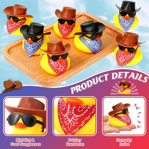 Sosation 48 Pcs Cowboy Rubber Duck Mini Yellow Duckies Toys, Vintage Style