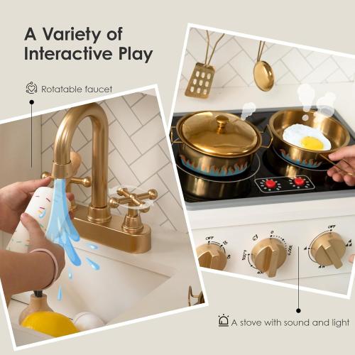 Wooden Play Kitchen for Kids– Realistic Appliances, Smart Storage & 15 Fun Accessories for Inspiring Pretend Play (Ages 3 )