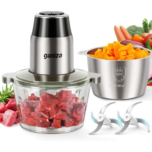 Ganiza Food Processors with 2 Bowls, 450W Meat Grinder Vegetable Chopper
