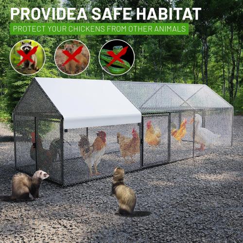 NUGRIART Metal Chicken Coop 79x40x40, Portable Chicken Run with Cover