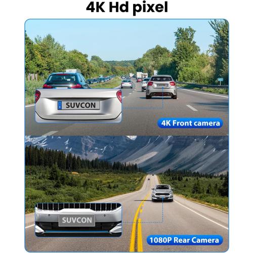 Dash Cam Front and Rear 4K/1080P, Dash Camera for Cars Build in WiFi, Full HD Dash Cam with APP Control, 3.94'' IPS Screen Dash Camera with 32GB SD Card, G-Sensor, 24Hr Parking Mote, Loop Recording