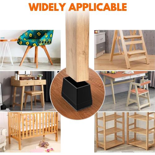 Rectangle Chair Leg Protectors for Hardwood Floors. (Black, 1 x 2.5).