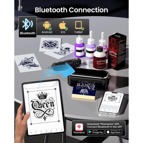 Phomemo Tattoo Stencil Printer with 30pcs Transfer Paper, 2026 Mini Tattoo Stencil Printer, AI Creative Bluetooth Tattoo Printer Machine Easy to Use for Tattoo Beginners, Enthusias, Artists