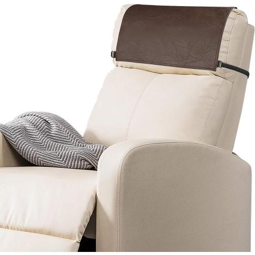 Recliner Headrest Protector-Faux Leather Headrest Covers for Recliners,Recliner Headrest Cover with Elastic Straps,Chair Headrest Cover for Recliners Protector 17 x 27 in(Dark Brown)