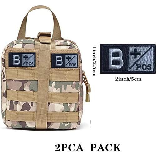 Tactical Blood Type Patches O  Positive POS Hook and Loop 2x1