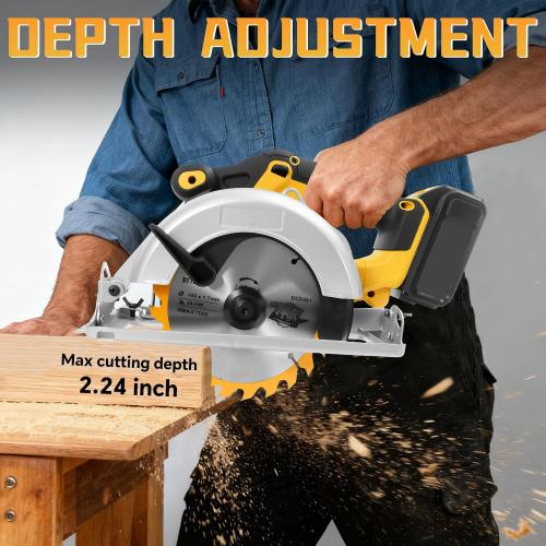 Cordless Circular Saw for Dewalt 20V Battery, 6-1/2 Inch Brushless Circular Saw, 0-45°Cutting Bevel,Max Cutting Depth 1.6 for Wood, Soft Metal, Plastic(No battery)