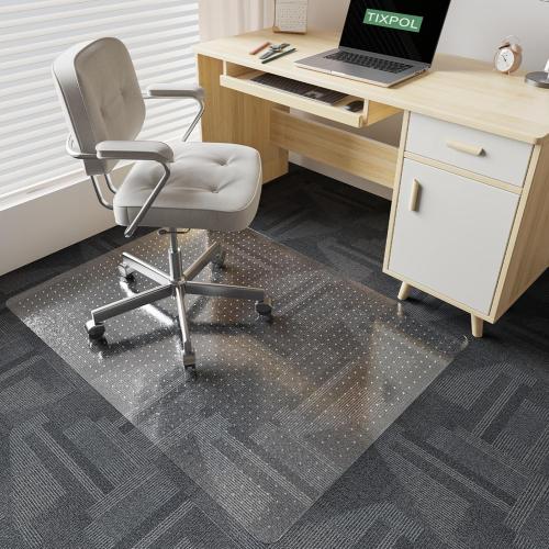 Chair Mat for Carpet, Office Chair Mat for Carpeted Floors, Non-Slip Carpet Protector Floor Mat with Grips, Plastic Heavy-Duty Rolling Desk Mat for Home Office and Gaming (Clear)