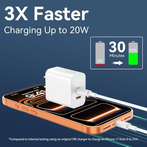 iPhone 17 16 15 Charger Fast Charging Cord, 10FT Long USB C Charging Cable with 20W Type C Charger Block for iPhone 17 Pro Max/17 Pro/17/, 16 15 Pro Max/16 15 Pro/16 15,iPad Pro/Air, Android Phone