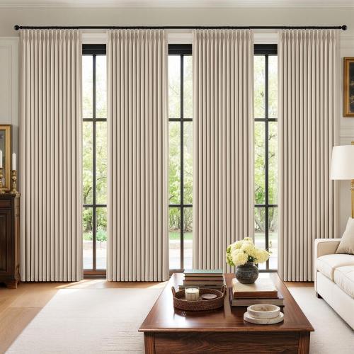 MIULEE Pinch Pleated 100% Blackout Curtains 40x84 Natural 4 Panels Set
