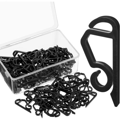 Marsui 120 Pieces Christmas Light Clips Outdoor Gutter Hooks Plastic Seasonal Weatherproof Clips Holiday Fence Hooks for Christmas Roof Tree Outside Hanging String Lights(Black)