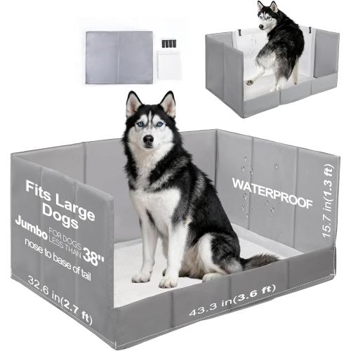 HQ4US 4LEGS Dog Litter Box Indoor High Walls, Puppy Pee Pad Holder Foldable