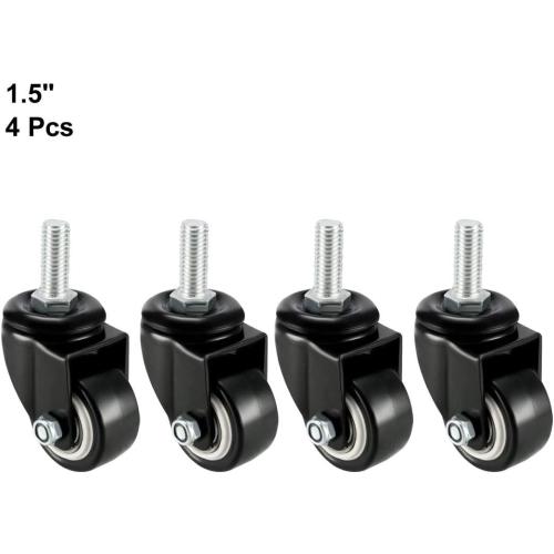 uxcell Swivel Casters 1.5 Inch PU M10 x 25mm Threaded Stem Swivel Caster Wheels, 330lb Total Load Capacity, Pack of 4