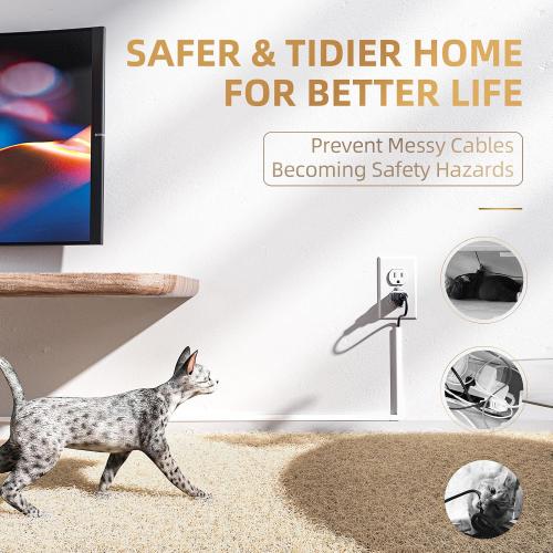 Delamu Cord Hider, Cord Covers for Wires on Wall, One-Cord Cable Hider, Self-Adhesive Wire Hiders Wire Covers for TV Cords on Wall, Easy Mount Cable Cover Management Kit, 6X W0.59 H0.4in, White