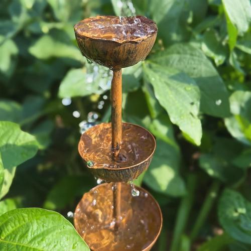 Vintage Metal Bird Bath, Iron Bee Watering Station, Three-Layer Structure Hummingbird Feeders for Outdoors, Yard Decor for Garden Patio Lawn, Lawn Decor with Stable L-Shaped Plug, 26.77×3.94 in