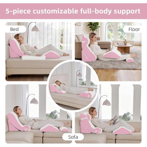 Wedge Pillow Set for After Surgery,Pink,5PCS-23.2