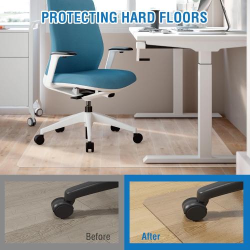 Clear Chair Mat, 75 x 60 Large Chair Mat for Hard Floors, Easy Glide Desk Mat for Rolling Chair, Anti-Slip Vinyl Floor Mat for Home Office Living Room, Clear