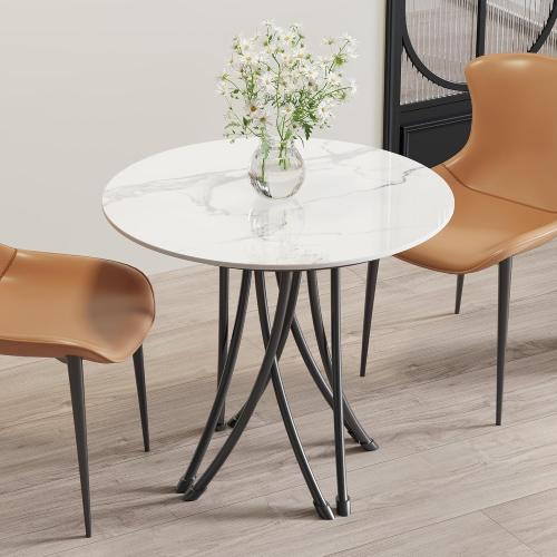 ZL ZELing Round Sintered Stone Table Top 23.6,Replacement Table Top for Indoor & Outdoor - Heat/Scratch Resistant Waterproof Ceramic DIY Desktop,Patio/Balcony/Bistro/Café & Dining Room (White)