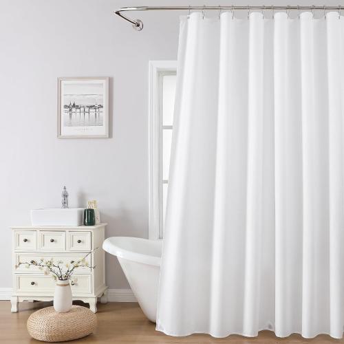 1 Pack Water-Repellent Fabric Shower Curtain Liner, 72x90 White
