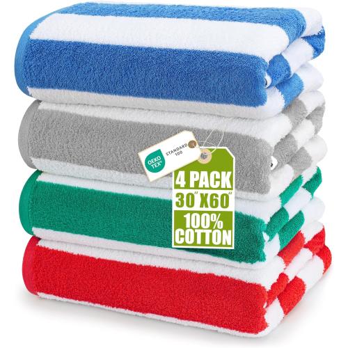 Utopia Towels Beach Towels, 4 Pack, 30x60 in, Bath Towels Cotton, Variety
