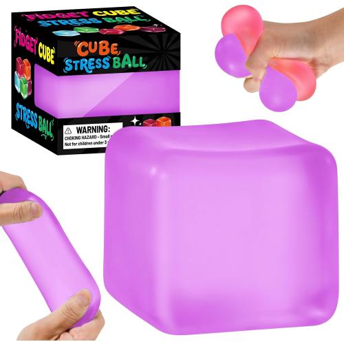 Stress Cube Squishy Fidget Toys, Cube Sensory Stress Balls for Adults Squeeze Toy for Classroom Prizes Party Favors (Purple)