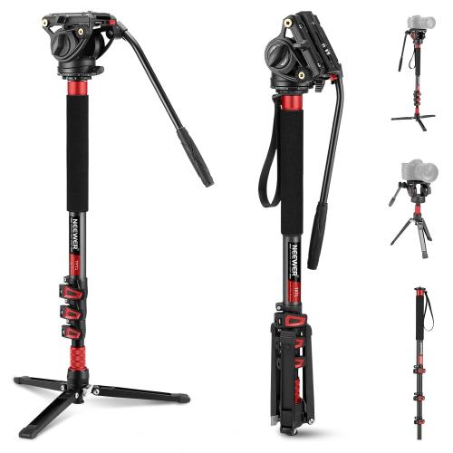 NEEWER 71.6 Pro Camera Monopod with Feet, Carbon Fiber Telescopic Video Monopod with QR Plate Compatible with DJI RS Gimbals, Removable Base for Camera Camcorder, Max Load 13.2lb/6Kg, TP71