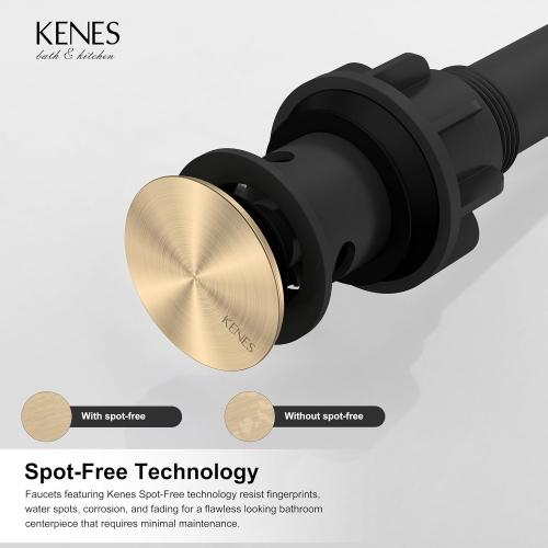 KENES Champagne Bronze Pop Up Bathroom Sink Drain Assembly with Overflow