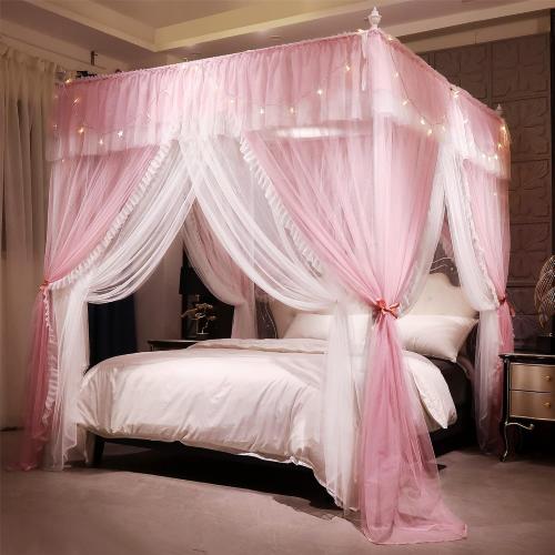 4 Corners Post Ruffle Princess Bed Canopy