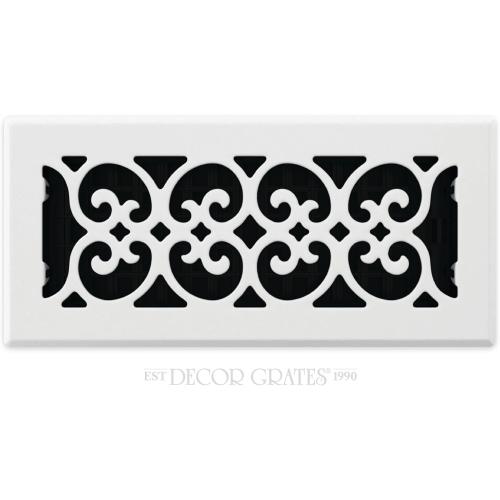 Decor Grates FS410-WH Scroll Design Floor Register,4x10, White