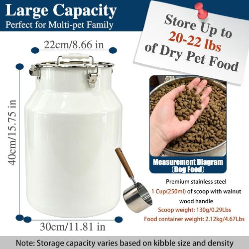 Stainless Steel Dog Food Storage Container with Scoop,