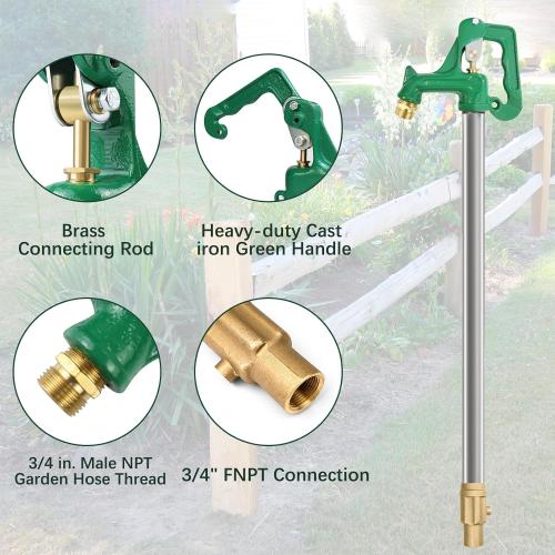 Frost Proof Yard Hydrant Frost Free Outdoor Faucet Freeze Proof Total3.25FT | Water Hydrant for Yard Irrigation Garden Patio Clean Farm Pasture Watering Drinking,3/4Pipe Connection,12”Bury Depth,No Lead