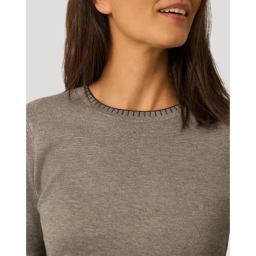 SIZE XL ❗❗Cable & Gauge Elbow Sleeve Pick Stitch Trim Fitted Sweater, Crewneck Top for Women