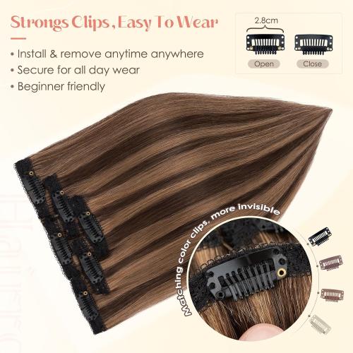 Hairro 6PCS 6 Clips In Short Hair Extensions Remy Real Human Hair Clip Ins Mini Clip On Hairpin Hairpieces For Women 31g 10 Inch #2RP6
