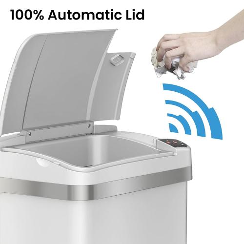 iTouchless 4 Gallon Bathroom Trash Can with AbsorbX Odor Filter and Air Freshener, Pearl Waste Bin for Restroom, Bedroom and Office, 4 Gal, White Sensor, MT04SW-7