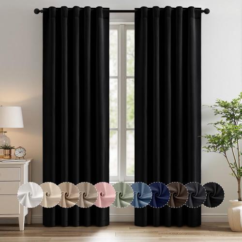 MIULEE Black Pinch Pleat Blackout Curtains 40x90 Inch Length 2 Panels Set