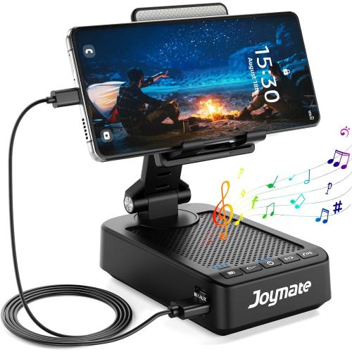 Gifts for Men Women, Phone Stand with Bluetooth Speaker and Charging Function 360° Rotable Angle Adjustable Cell Phone Holder with HD Stereo Sound Fits All Phones,Tablet (Black)