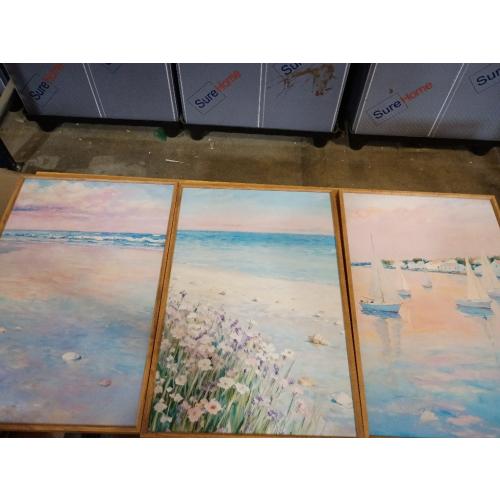 IARTTOP Pink Beach Wall Art Coastal Landscape Wall Decor Seascape Art Print | 24”x36”x3 Framed Sea Landscape Canvas Poster,Pink Coastal Room Decor,Beach Landscape Wall Art,Coastal Beach Wall Decor