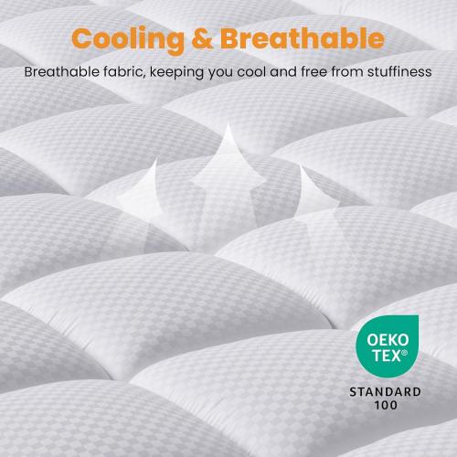 MATBEBY Full Size Mattress Pad - Cooling Breathable Mattress Topper, Quilted Fitted Mattress Protector, Pillow Top Mattress Cover with 8-21 Deep Pocket, Soft, Machine Washable, White, 54x75 Inches