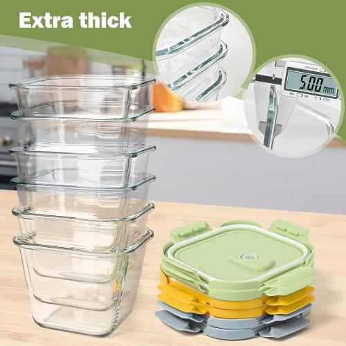 Borosilicate Glass Soup Containers with Lids, 4 Cup/32 oz, 6 Pack