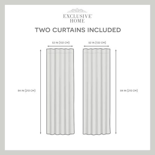 Exclusive Home 84-in Teal Light Filtering Back Tab Curtain Panel Pair
